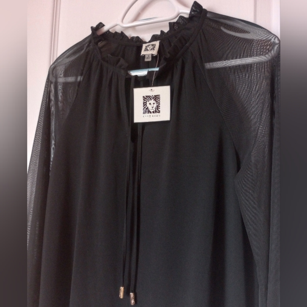 NWT Anne Klein Blouse Black - Picture 6 of 7